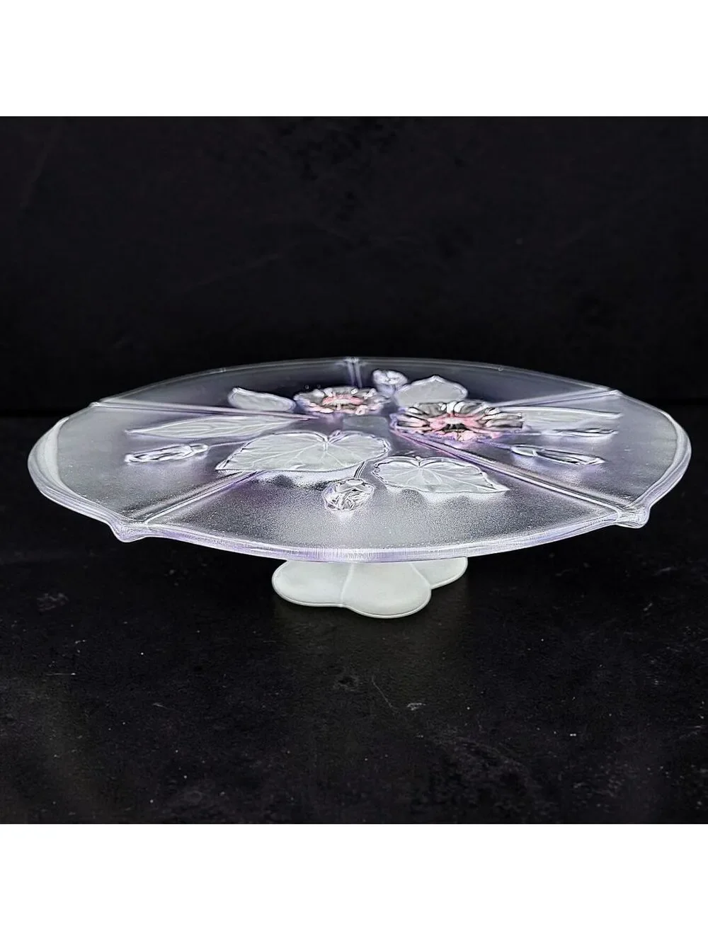 Vintage Mikasa Calypso Pastel Giftware Floral Glass Cake Stand - Large (13